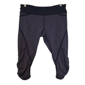 Lululemon Run Inspire Crop II Striped Space Dye Purple Black Leggings Size 10
